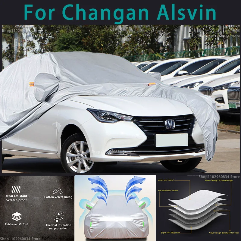 

For Changan Alsvin 210T Waterproof Full Car Covers Outdoor Sun uv protection Dust Rain Snow Protective Auto Protective cover