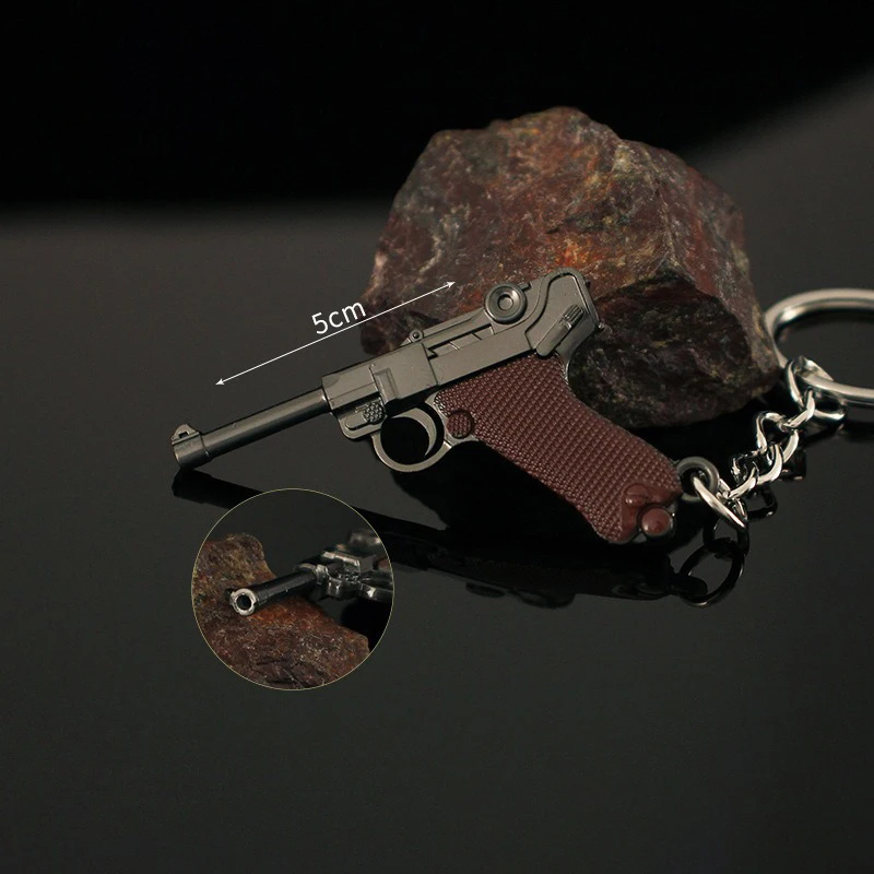 합금 미니 루거 P08 총 모델 금속 키 체인 펜던트 5cm 쥬얼리 Pubg Peace Elite Escape From Tarkov USEC BEAR