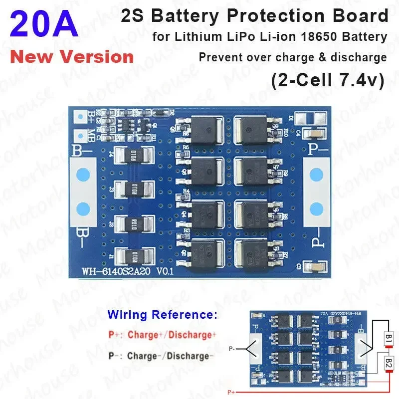 20A 2S 2-Cell 7.4V  BMS Battery Protection Board for Lithium LiPo Li-ion 18650 Packs Battery