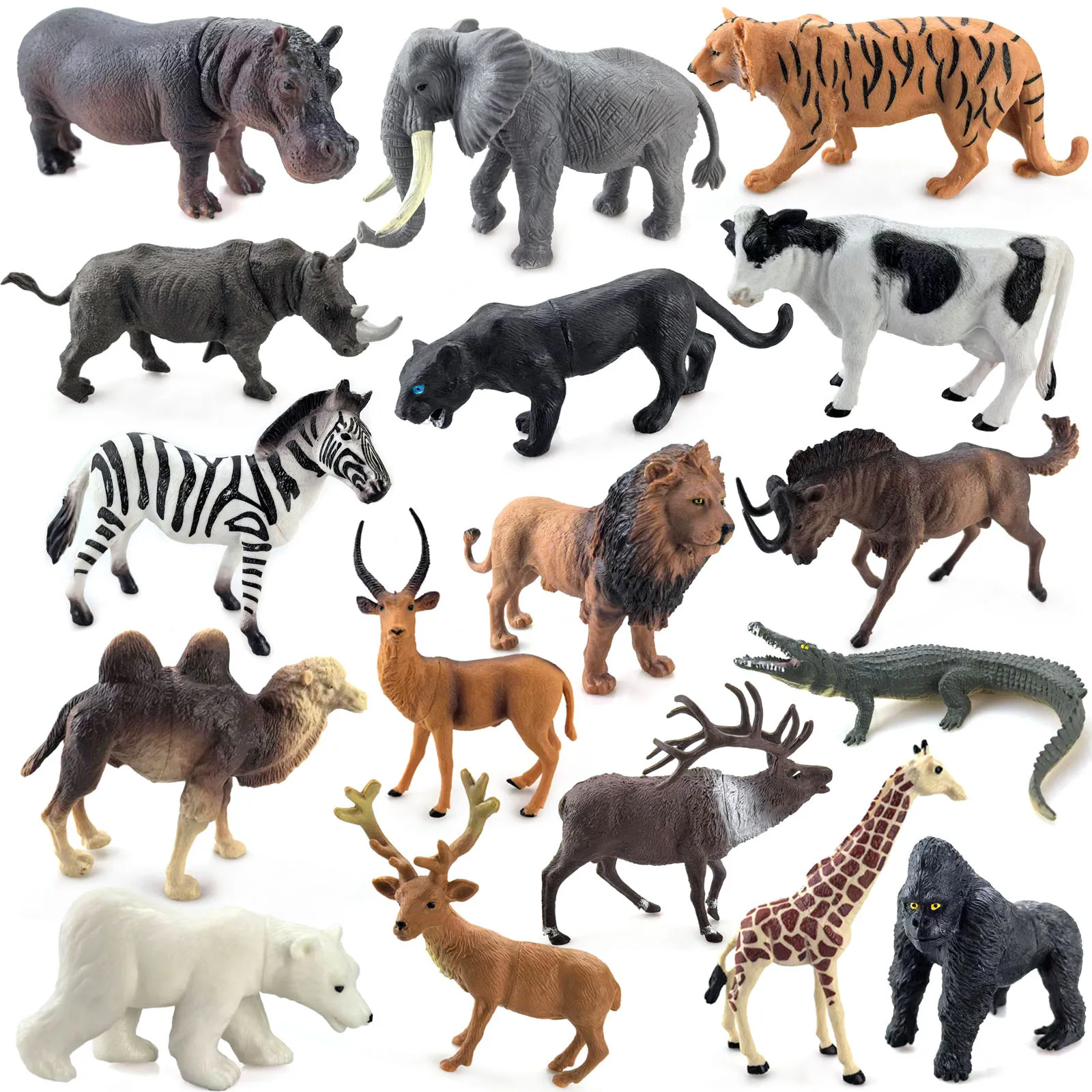 Tiger Zoo Animal Model Toys for Boys And Girls Cognitive Development Educational Simulation Toys Plastic Animal Dolls