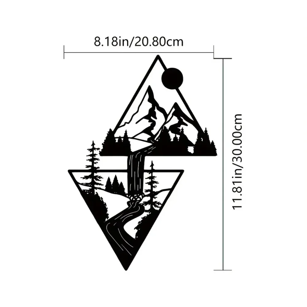 Железное настенное искусство-увлекательная сцена гор и водопада. Придаст элегантности домашнему декору в помещении и на открытом воздухе