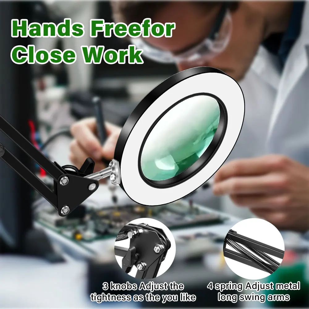 USB 3color 64 LED light amplifier with 10x amplification,suitable for soldering iron repair,table lamp,skin care and beauty tool