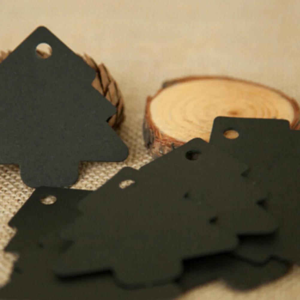 

100Pcs Kraft Paper Christmas Tree Shape Tags Blank Vintage Design for DIY Gift Tags Price Labels and Creative Craft Decoration