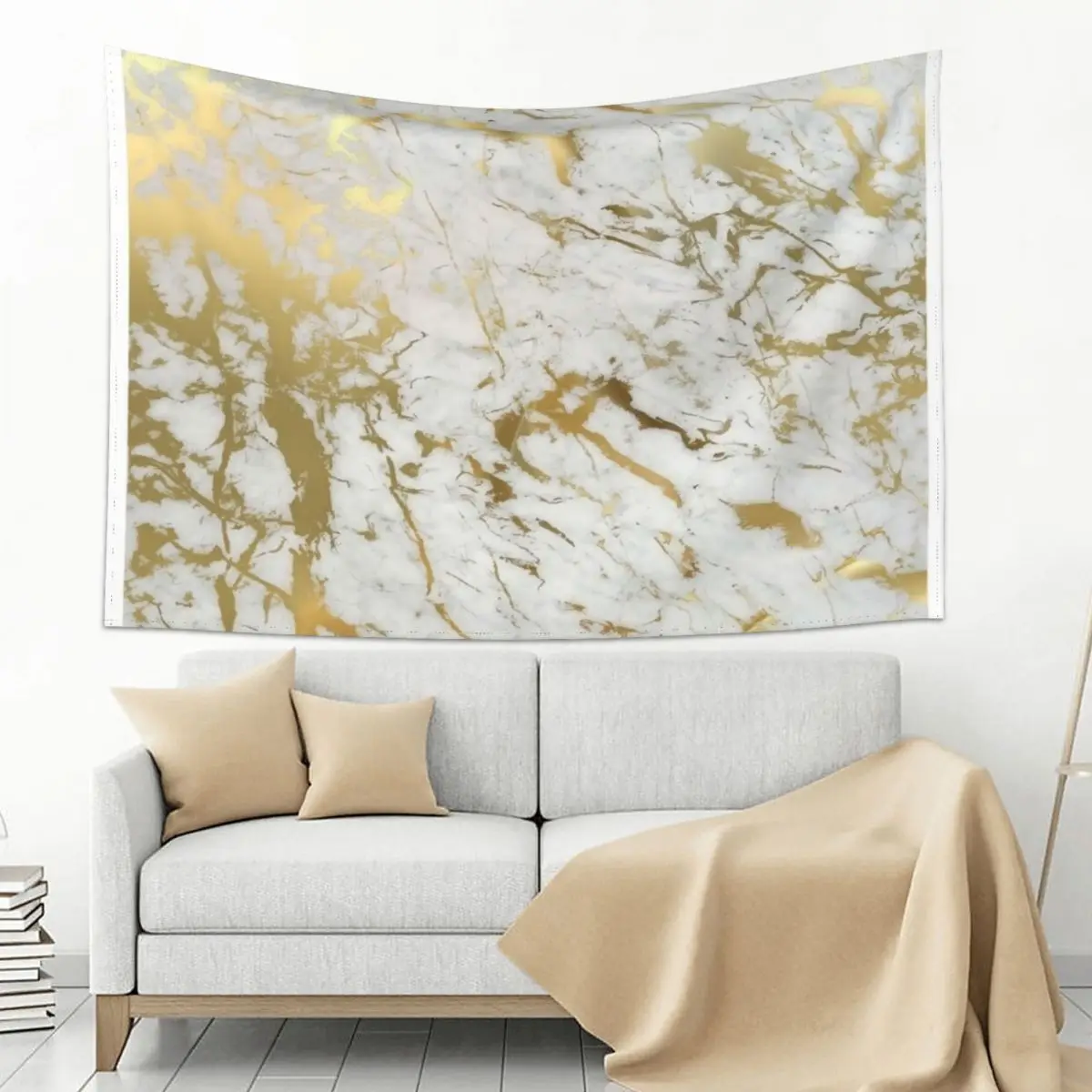 

Gold marble on white (original height quality print) Tapestry
