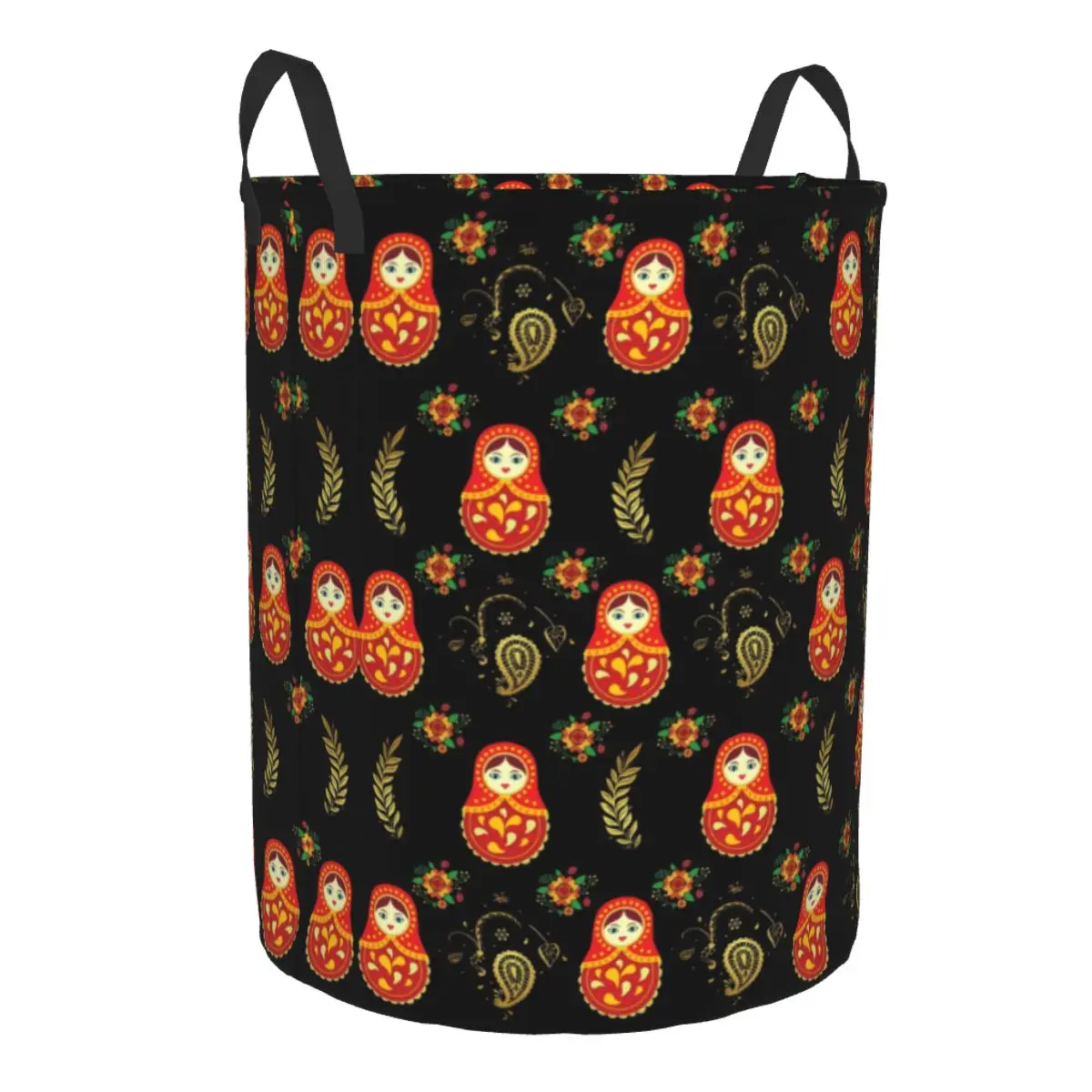 Custom Matryoshka Russian Doll Pattern Laundry Basket Large Capacity Clothing Storage Bin Russian Folk Art Baby Hamper