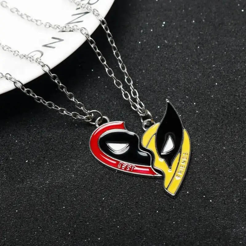 Deadpool Wolverine Bracelets Best Friends Heart Necklaces Pendant Friendship Jewelry for Fans Friends Gifts