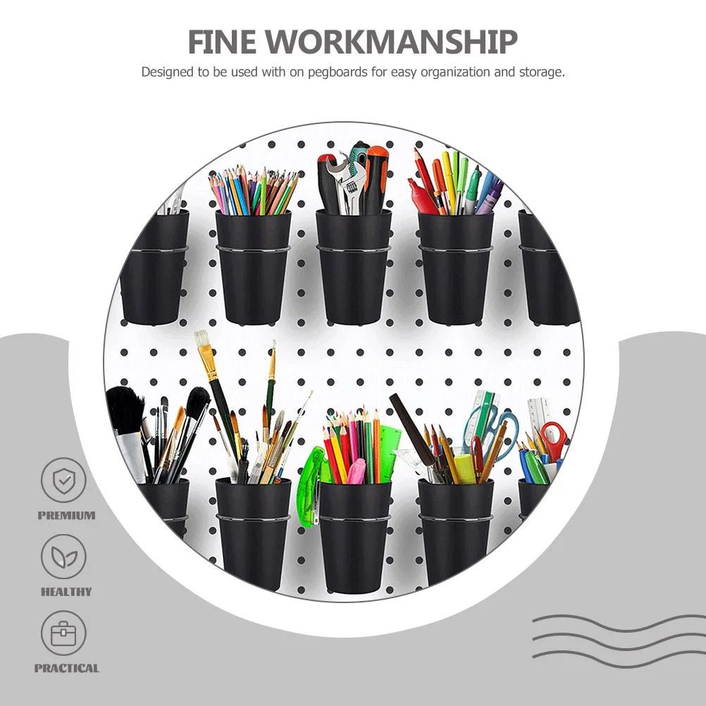 6 set Pegboard Organizer Set Iron Abs Storage Cups With Hooks For Workshop Tool Fastener Organizers Pegboard Accessories