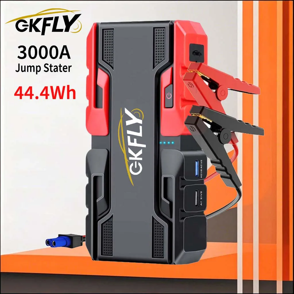Image of GKFLY 12V Auto-Starthilfe 3000A/4000A Batterieladegerät Notfall-Powerbank Booster mit LED-Beleuchtung Startgerät für Autos