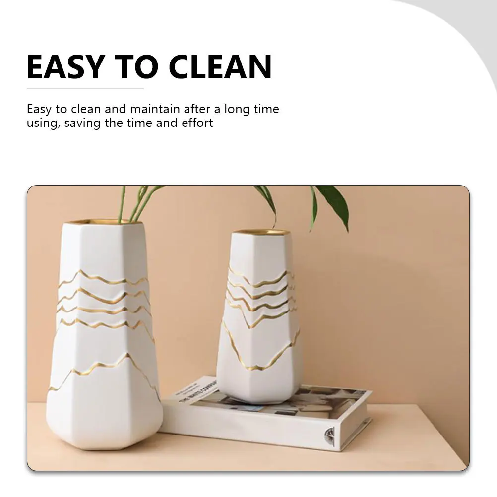 

1Pcs Ceramic Vase Electroplating Wavy Pattern Flower Arrangement Vase Home Decor Creative Desktop Ornament