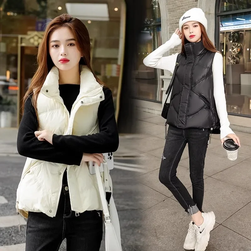 

Women's Duck Down Vest New Warm Autumn Winter Short Vest Coat Casual Fashion Ladies Sleeveless Jacket Solid Waistcoat for Female