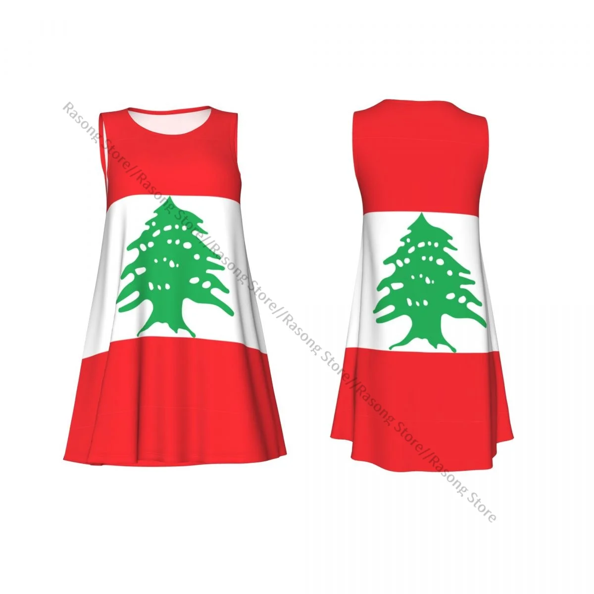 Women's Dress Summer Casual T Shirt Dresses Beach Cover up Lebanon Flag Tank Dress