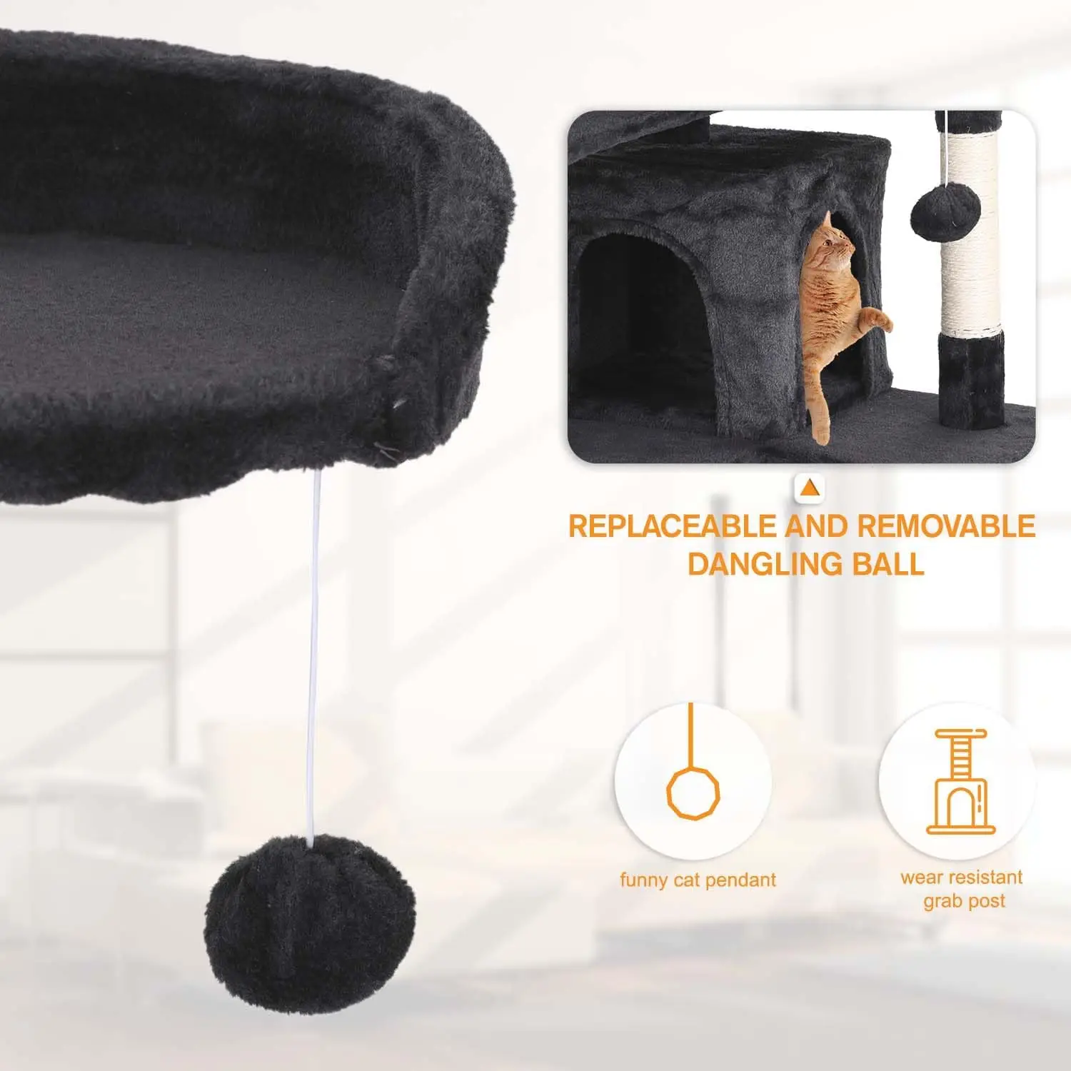 Centro de atividades multifuncional com arranhões, Cat Tree, condomínio, casa para gatos internos, 54 polegadas