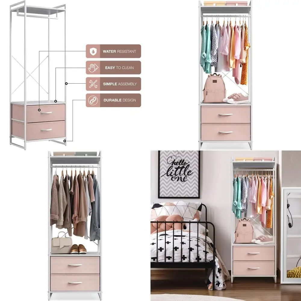 

70-Inch Heavy-Duty Metal & Wooden Top Clothing Rack - Versatile Freestanding Wardrobe for Home