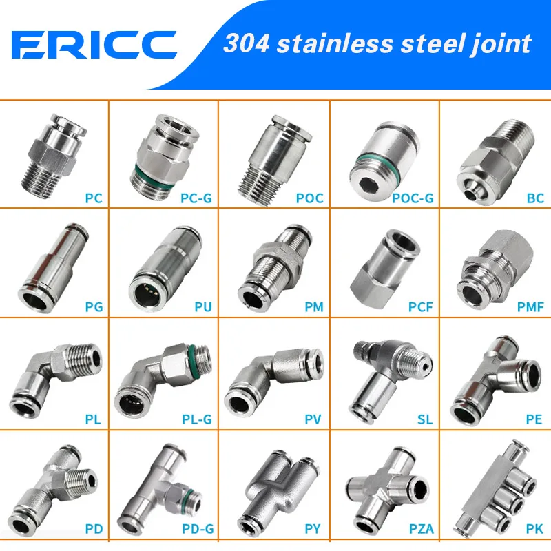 304 Stainless Steel Air Hose Fitting PC PB PCF PD PH PL PLF PX SL Pneumatic Pipe Connector 1/8 1/4 3/8 1/2 M5 BSPPH