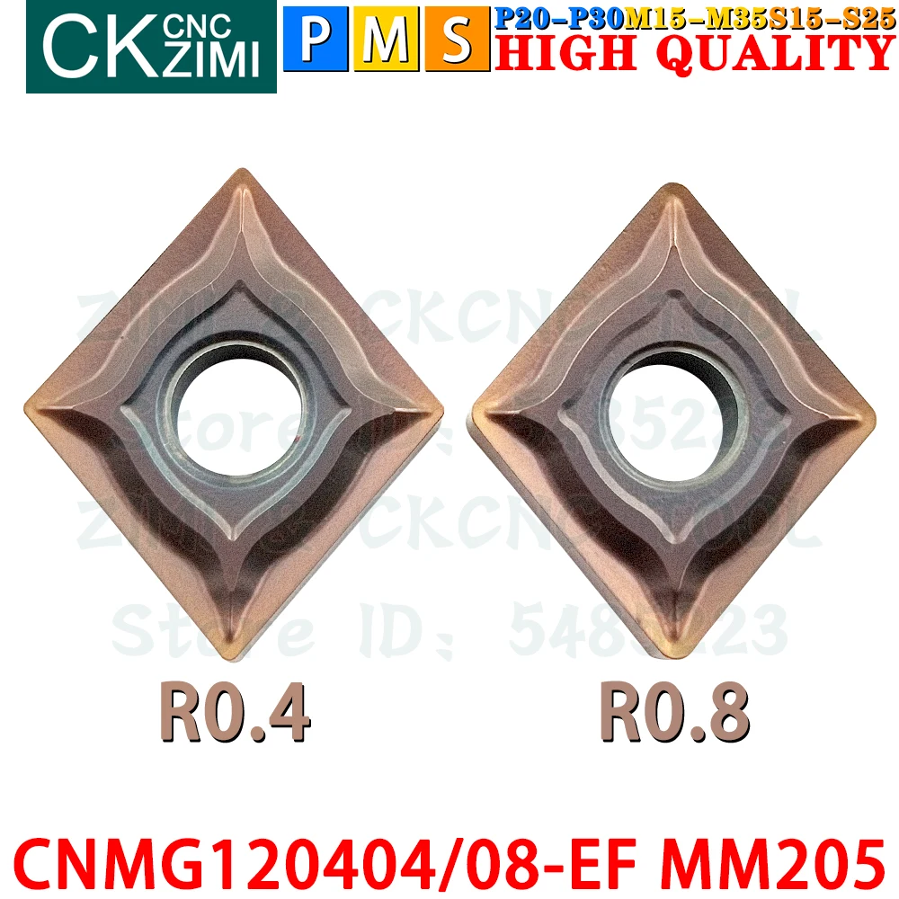 CNMG120404-EF MM205 CNMG120408-EF MM205 إدراجات كربيد خارجية أدوات إدراج تحول CNMG1204 CNMG 1204 EF EM CNC مخرطة معدنية ميكانيكية أدوات قطع تحول