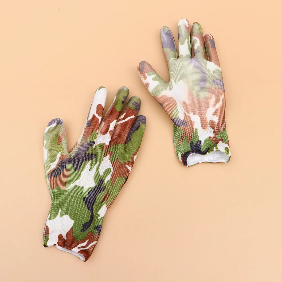 

6pcs 6 Pairs Camouflage Gardening Gloves Lightweight Reusable Protective Work Gloves Pu Safety Hand Protectors For Gardeners