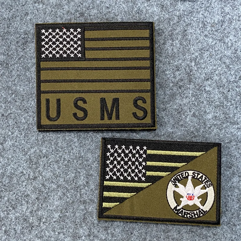 

US Marshal Embroidery Patches Military Tactical Morale Badges Hook and Loop Armband Appliques for Clothing Backpack Patches
