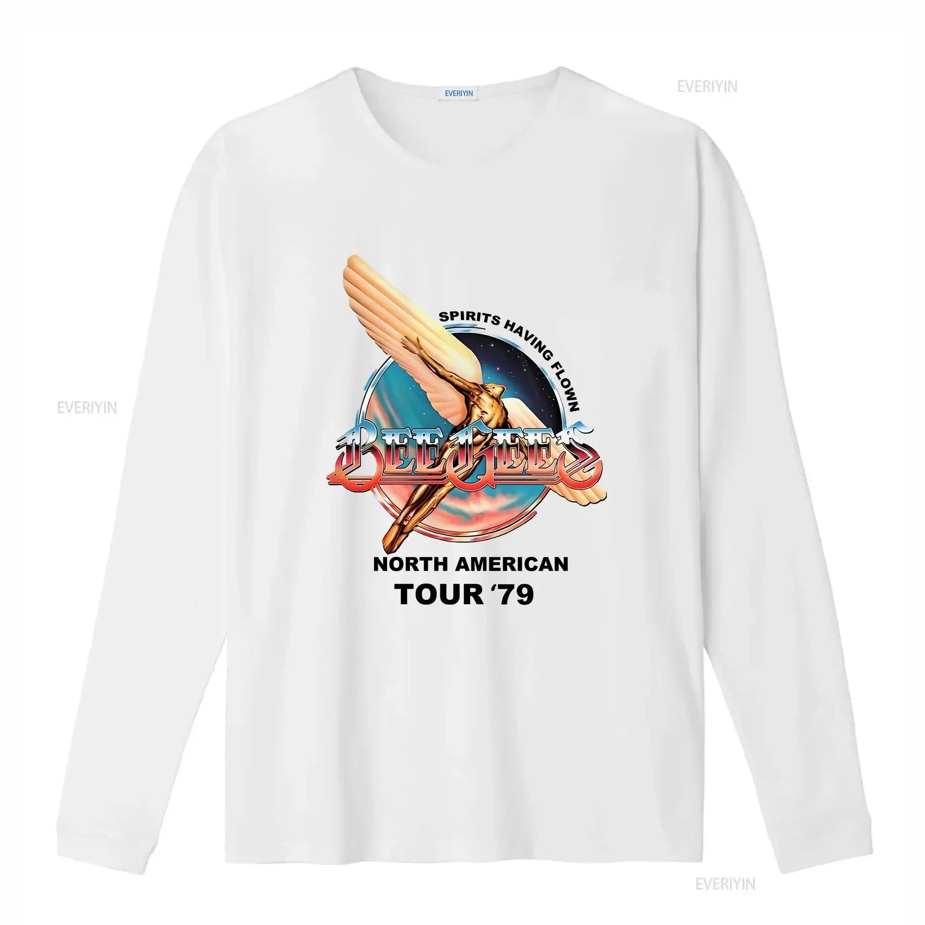 تي شيرت Bee Gees Spirits Have Flown Tour 1979 عتيق من القطن الثقيل H10352 قميص كلاسيكي مغسول للجنسين للارتداء اليومي الناعم #2