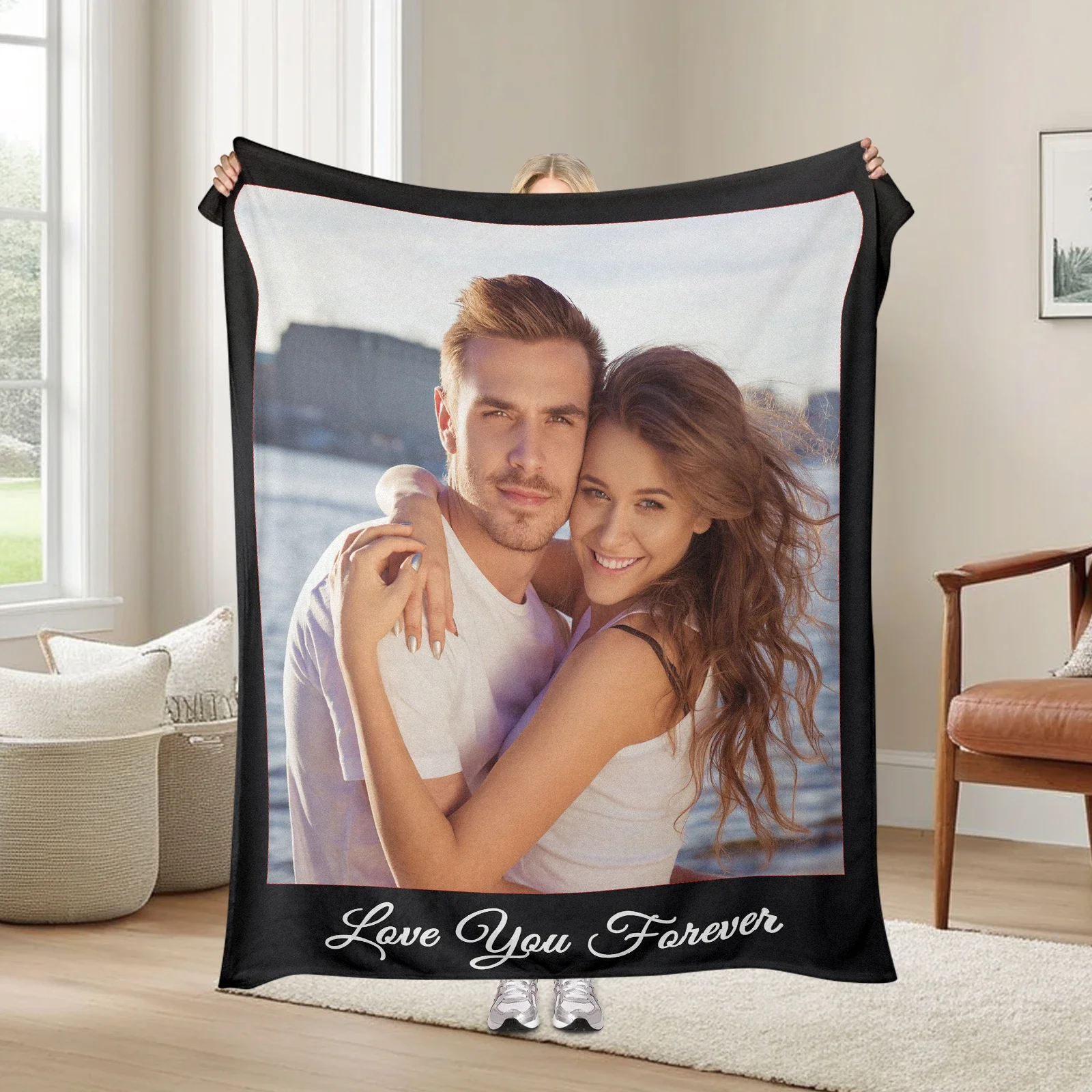 Custom Blanket with Photo Personalized Photo Blanket for Sofa Office Camping Soft  Cozy Warm Skin Friendly Creative & Innovative