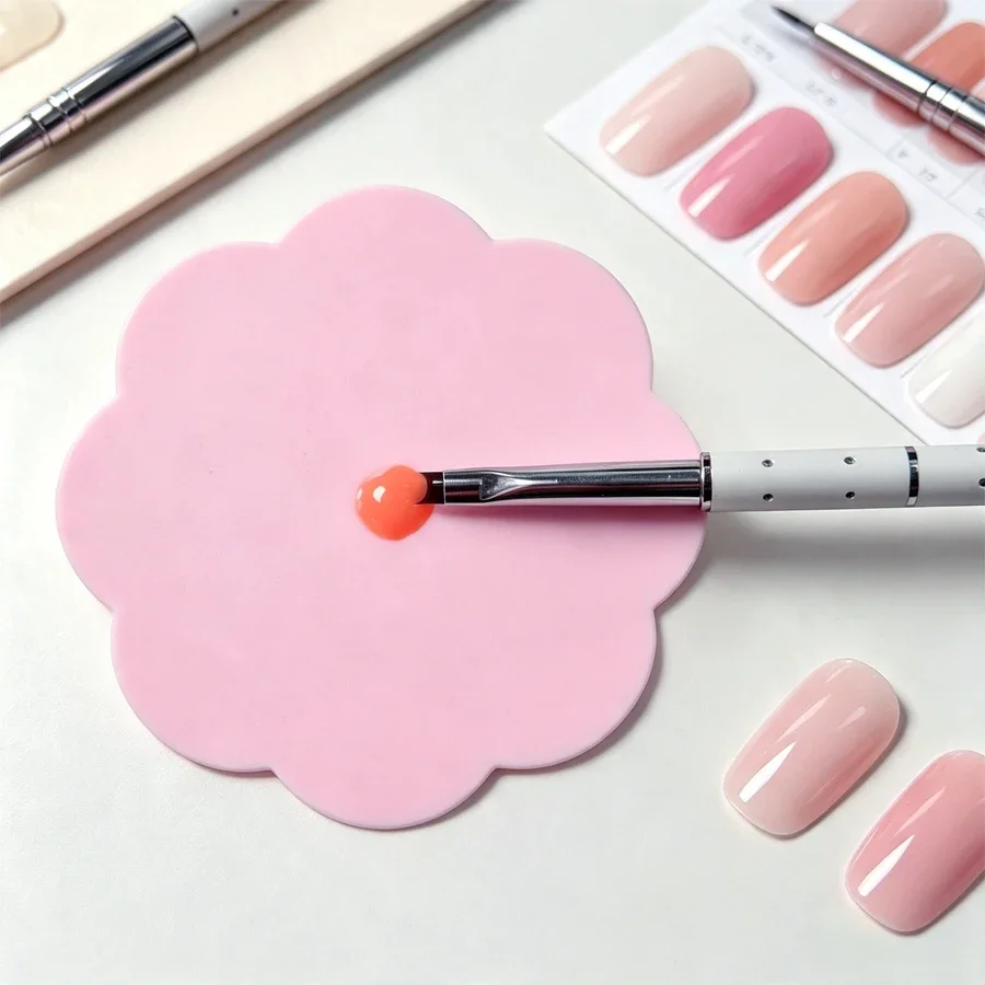 2Pcs Butterfly Flower Shaped Silicone Nail Art Mixing Palette, Easy Clean Makeup Pigment Gel Polish Foundation Color Mixing Pad