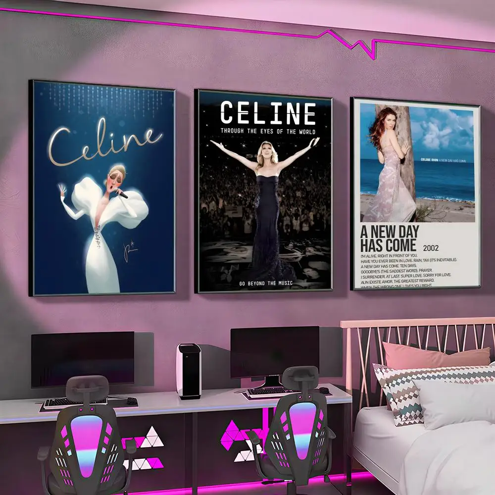 c-Celine Dions hot singer Poster Versatile HD Waterproof Wall Art Self-Adhesive Decor for Any Space Ideal Gift