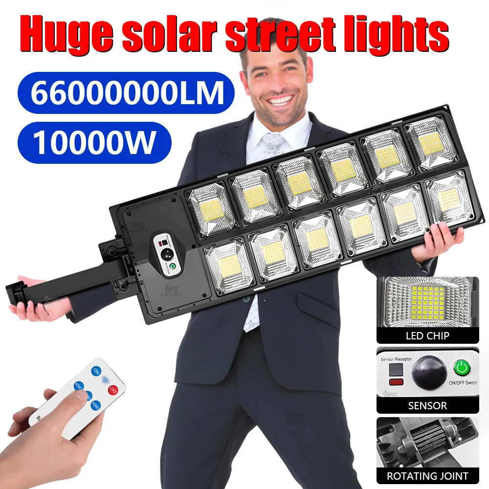 10000W Solar Lights Outdoor Waterproof Solar Lamps Super Bright Lamp Sensor Control Light Garden Accessories Street Energy Light