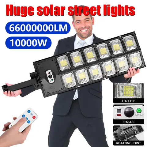 10000W Solar Lights Outdoor Waterproof Solar Lamps Super Bright Lamp Sensor Control Light Garden Accessories Street Energy Light