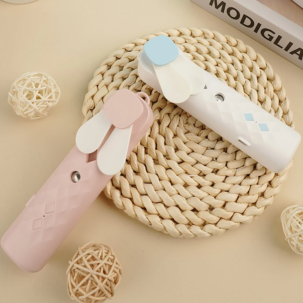 Portátil 2 em 1 mini ventilador umidificador usb recarregável ventilador de mão spray água névoa ventilador rosto vapor ar condicionado para ao ar livre