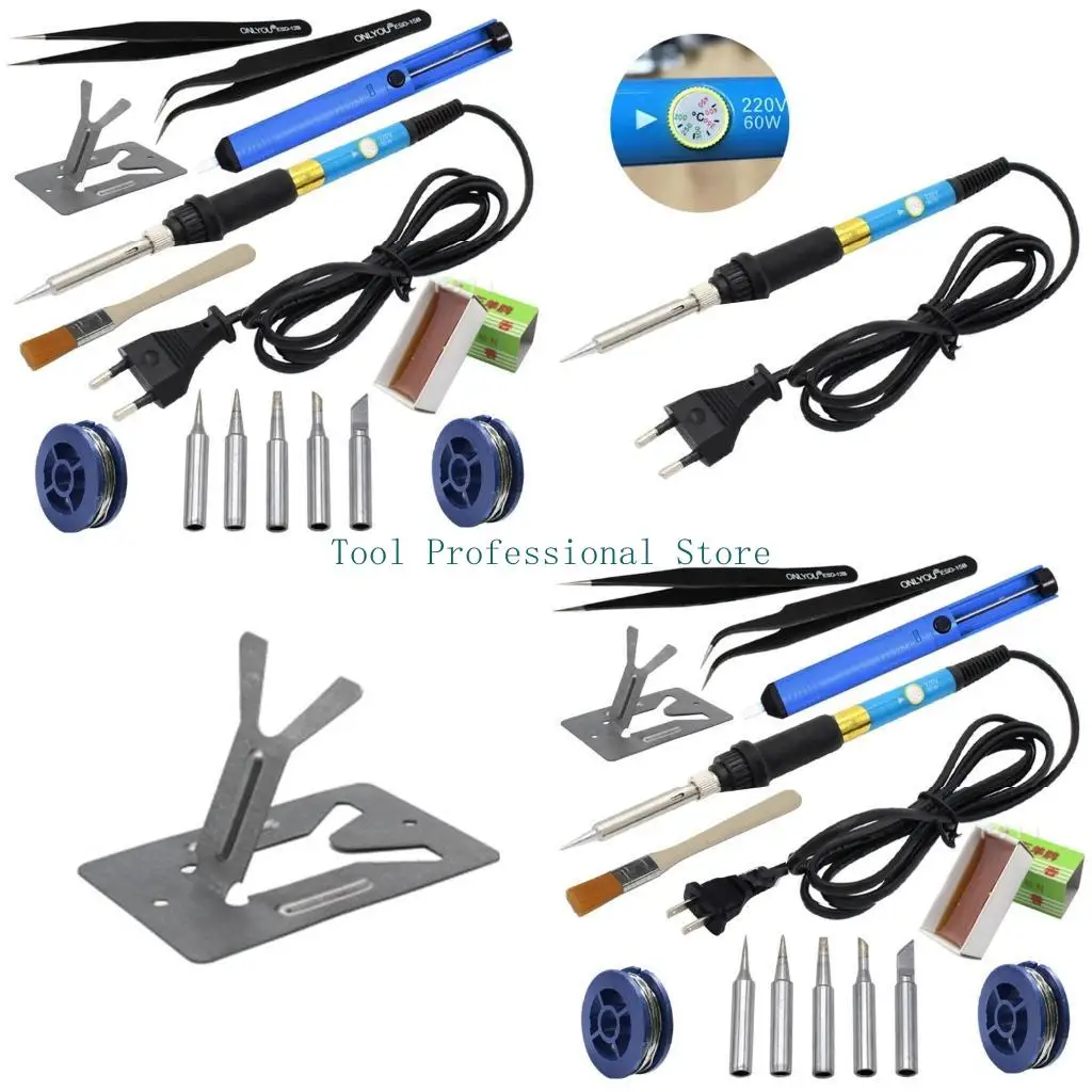 57QF Temperature Adjustable Electric Soldering Iron Set for Circuit Board and Fields Repair for Pyrography Carving Words