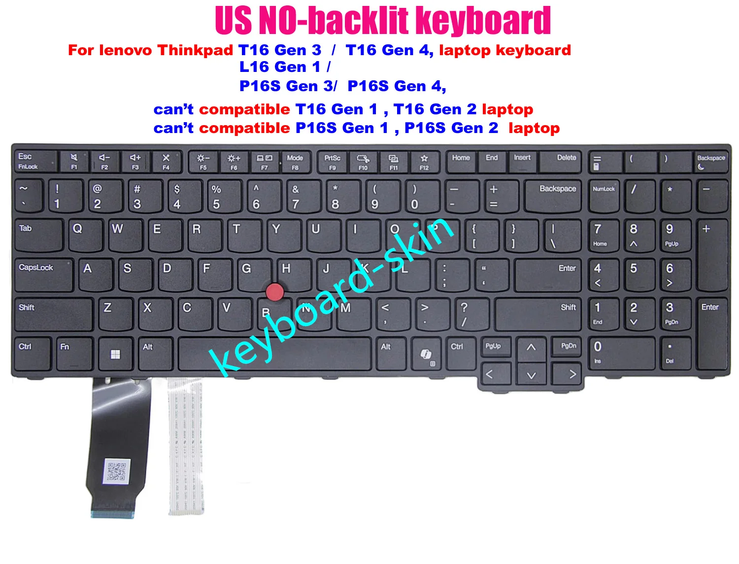 

New US No-backlit Keyboard For Lenovo Thinkpad T16 Gen 3 / T16 Gen4,P16S Gen3 / P16S Gen 4,L16 Gen 1 laptop