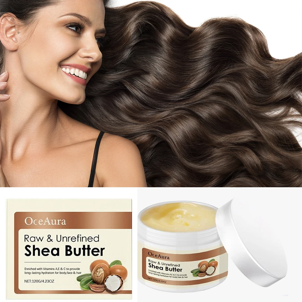 120 جرام زبدة الشيا الخام العضوية، كريم مرطب زبدة الشيا الخام الطبيعي غير المكرر للترطيب المغذي للعناية بالجسم والشعر