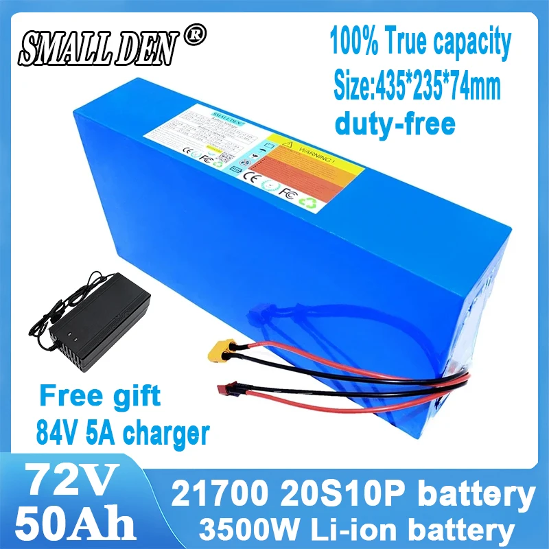 

New 72V 50Ah 21700 20S10P lithium battery pack with built-in 50A BMS 3500W motor high-power rechargeable battery+84V 5Acharger