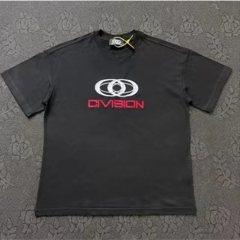 Street Trendy CIVISION By CSC T-Shirt Mens Womens 1:1 High Quality Embroidery LOGO Label Short Sleeve T Shirt Tops Black White