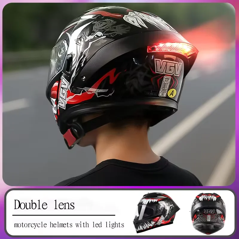 

VGV 202 Flip-up helmet DOT certification tail wing with light four seasons full helmet motorcycle electric motorcycle helmet