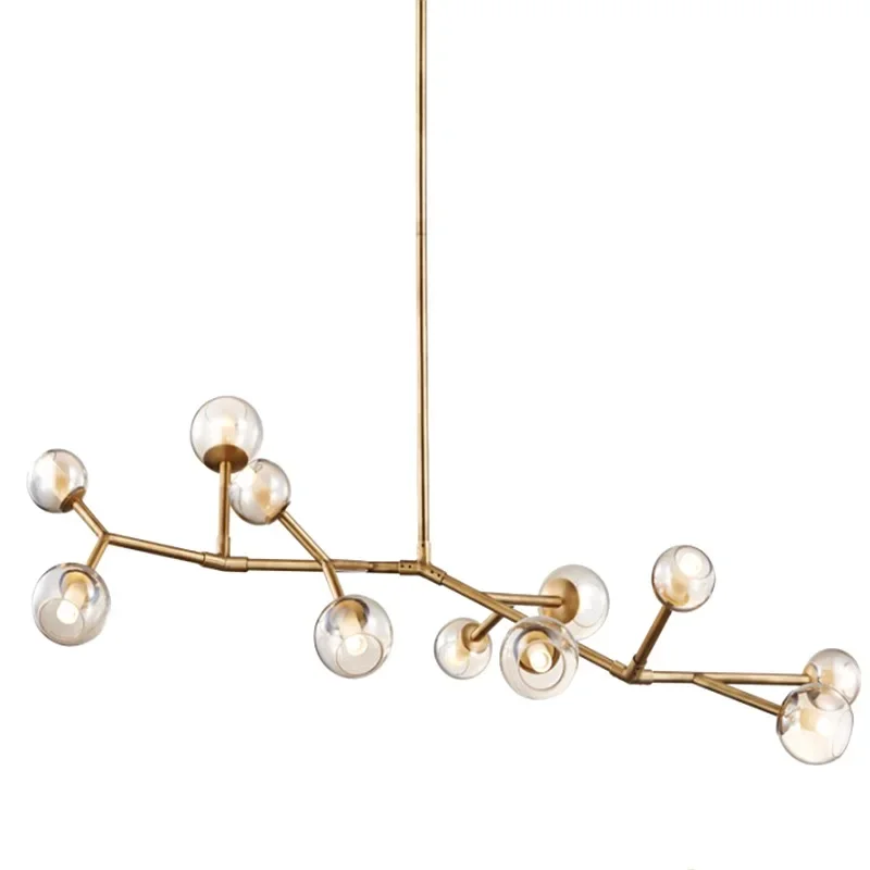 

Modern minimalist molecular lamp, designer living room dining room, bar counter bedroom all copper, glass chandelier