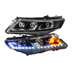 For Honda Crosstour LED Headlight Front Assembly Suit 2010 2011 2013 Year With Bi-xenon Projector Daytime Running Light