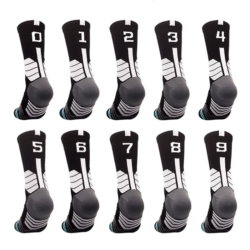 Creativity Free Collocation 0-9 Number Professional Sport Socks Basketball Fitness Running Quick Dry Cotton Socks for Men Women