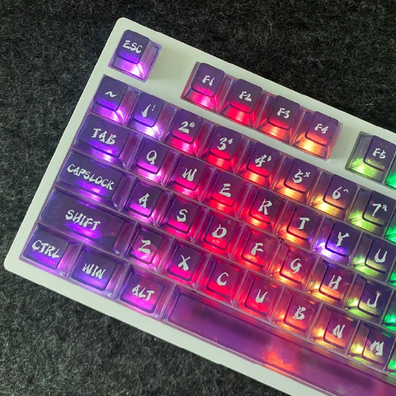 

Translucent Shine Through Iridescent Mist Design Keycaps 119 Key Cherry Profile PC Material for Mechanical Keyboard