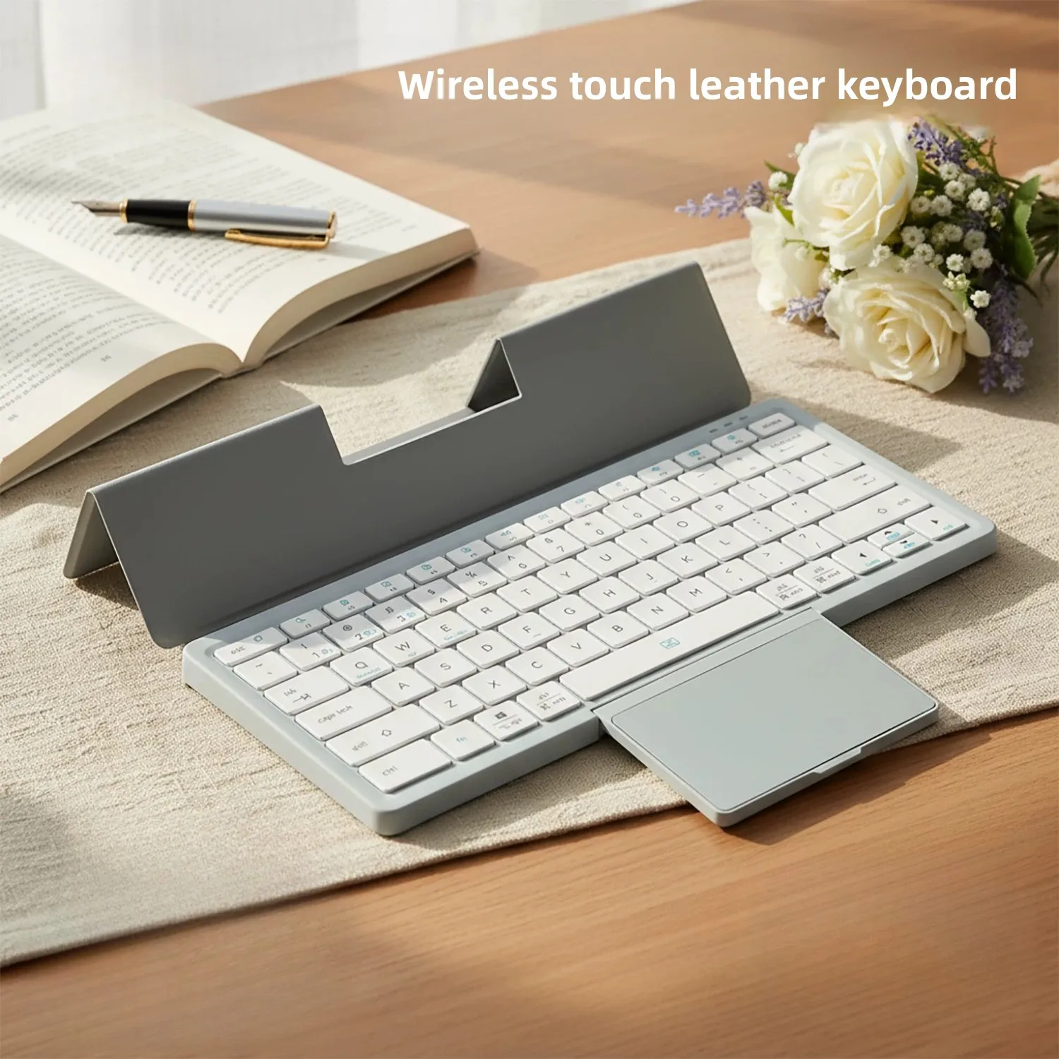 Wireless Touchpad Keyboard Customized Dual Mode Bluetooth Leather Covered 250mAh Ergonomics Portable Gaming Office Keyboard DIY