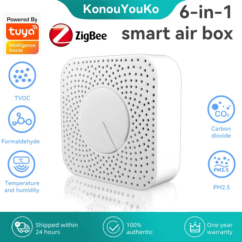 Tuya Zigbee Smart Home Air Quality Monitor Co2 Meter HCHO PM2.5 TVOC Gas Monitor Temperature Humidity Sensor Alarm Smartlife