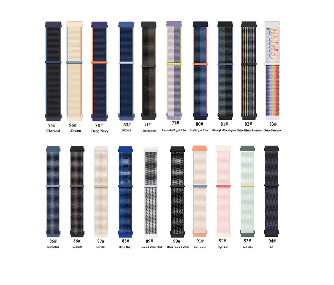 삼성 갤럭시 워치 액티브 2, 워치 3, 4, 5, 프로, 6, 7, FE, 40, 44, 41, 45, 42, 46, 43, 47mm S3용 20mm/22mm 통기성 나일론 스트랩 밴드