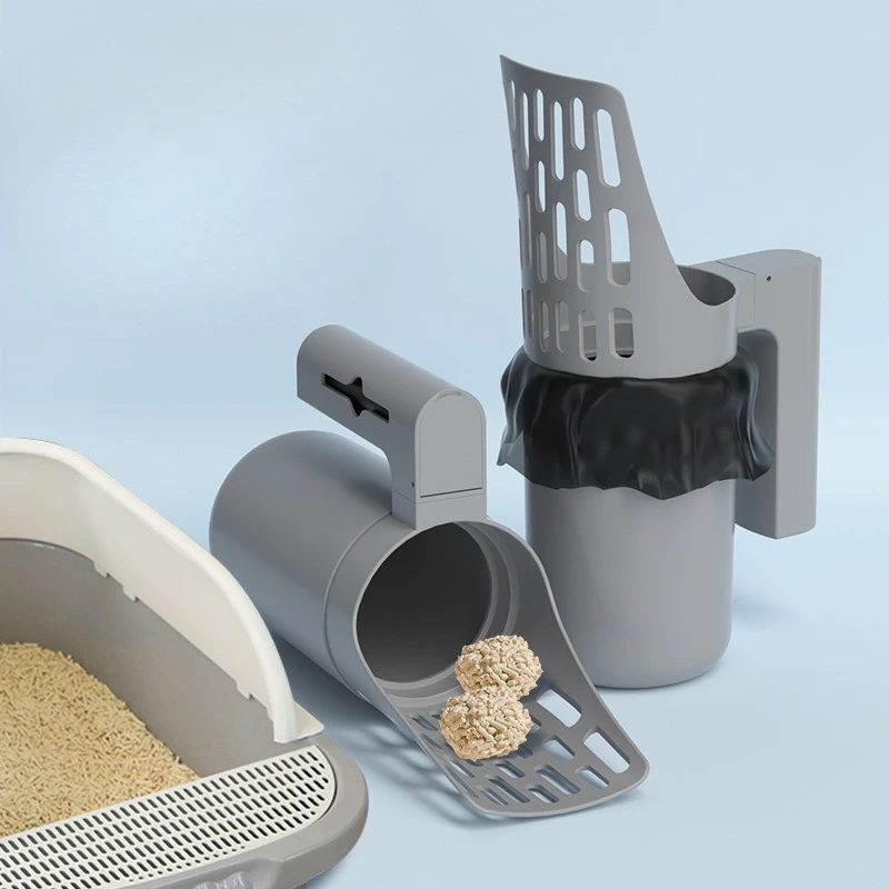 Colher de areia para gatos de grande capacidade – Design fácil de limpar com forro de impressão de pata, eliminação de resíduos de animais de estimação que economiza espaço para uso doméstico