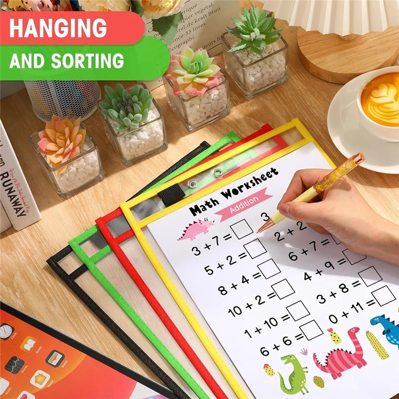 

New!!28Piece Work Note Holder Dry Erase Pocket Sleeves For Teacher Office Organization B