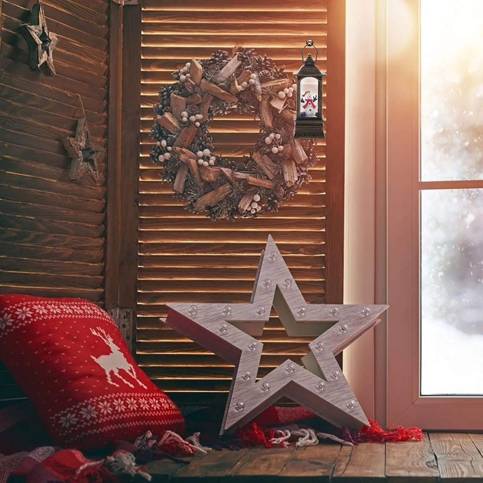 

Christmas LED Lantern Decorations Plastic Night Light Xmas Lights Hanging Home Hotel Shop Restaurant Festive Atmosphere Solar