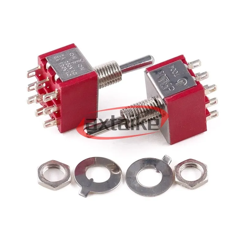 2 PCS MTS-302/303/402/403 SPDT/DPDT Toggle Rocker Switch 5A 120 V/2A 250 V AC On-Off-On/On-On 9Pin/12Pin Auto-Reset