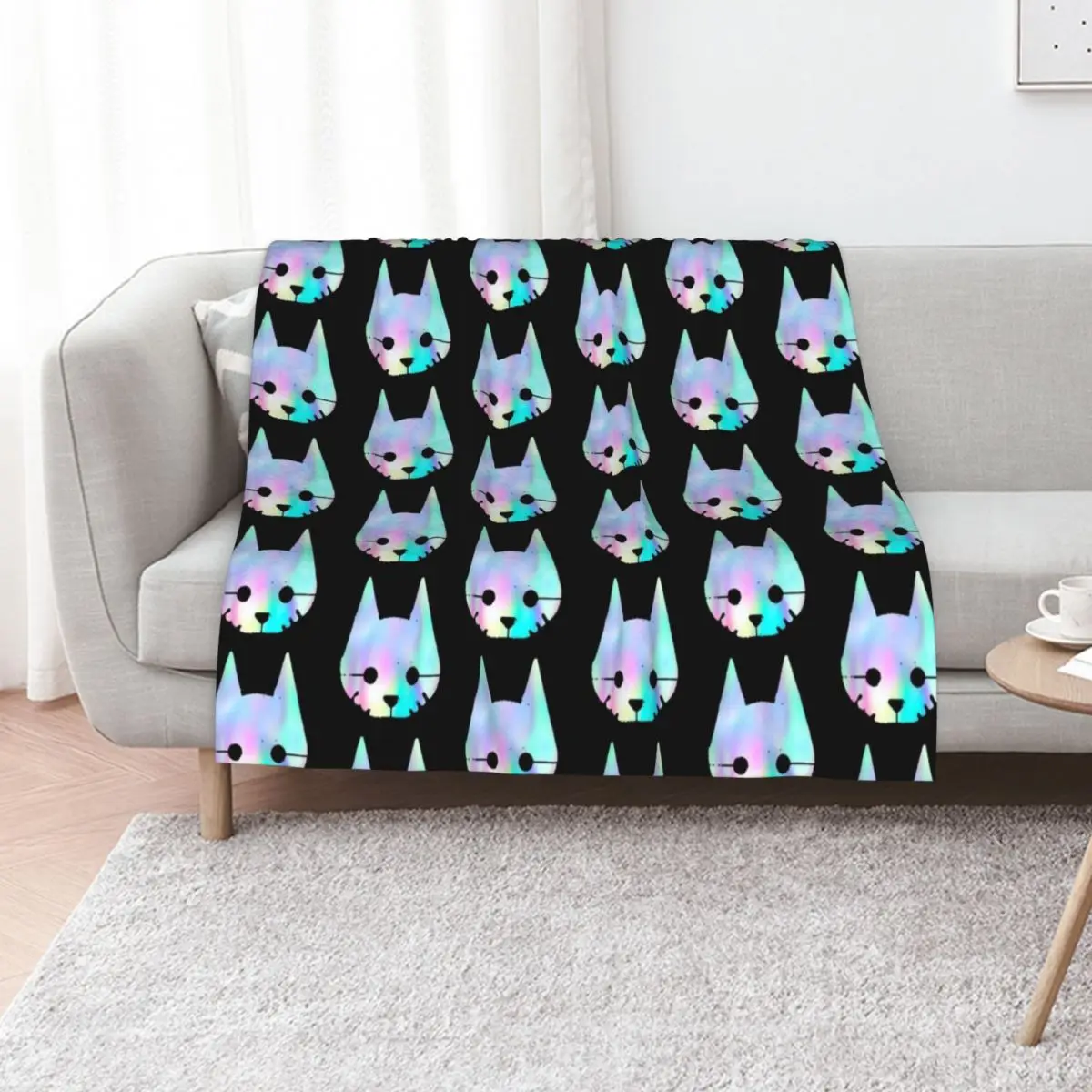 The Stray Game Lone Cat Head Logo Throw Blanket Hairy Bed Fashionable Soft Plush Plaid Bed cosplay anime Kid'S Blankets