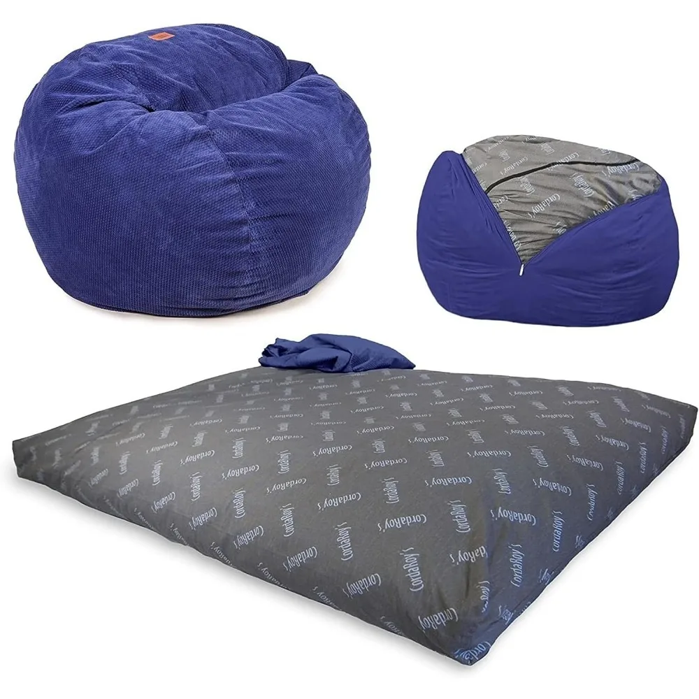 

Chenille Bean Bag Chair, Convertible Chair Folds from Bean Bag to Lounger, As Seen on Shark Tank, Navy - Full Size