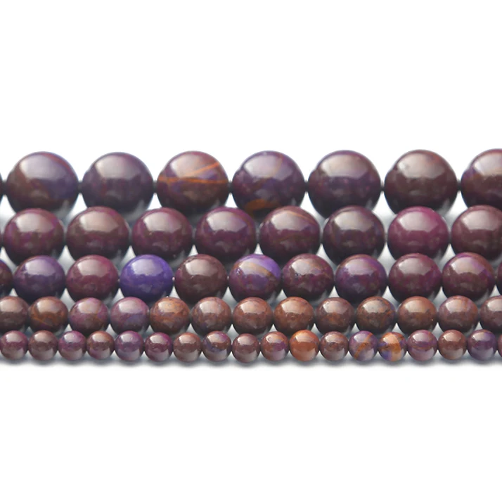 

Fashion Natural Purple Zijin Stone Beads Round Loose Spacer Beads For Jewelry Making DIY Bracelet Necklace Earring Accessory