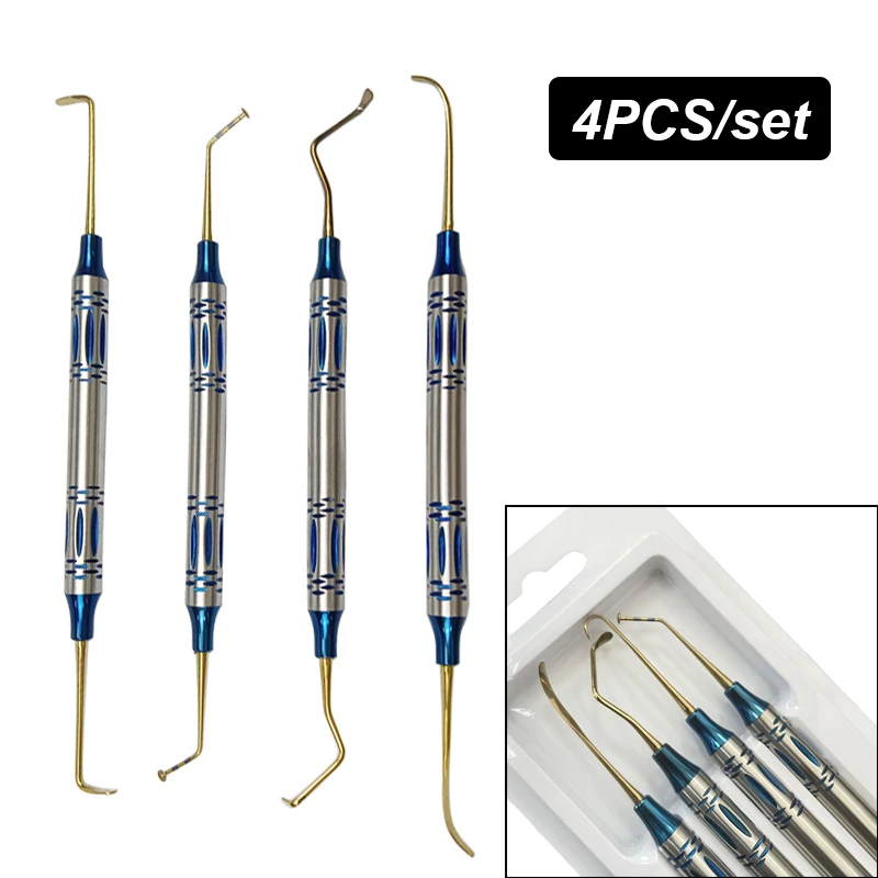 

4 Pcs Dental Implant Sinus Lift Lifting Elevator Instrument Tool Stainless Steel Double Ends Autoclavable Dental Tool Set