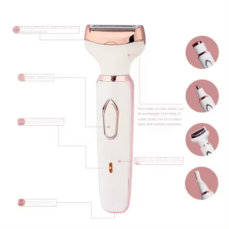 Portable Electric Hair Trimmer USB rechargeable 2-in-1 Mini painless Body shaver and Facial hair remover kit